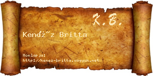 Kenéz Britta névjegykártya